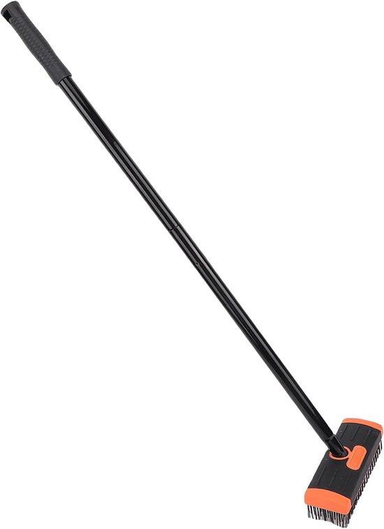 Onkruidborstelset - Tuinreiniger - Terras Ontmossen - Dubbele Opzetborstels - Tot 134 cm - Grijs