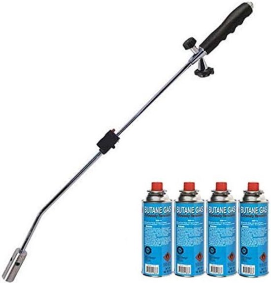 Onkruidbrander Gas met 4 gasflessen en gasbrander van Kinzo