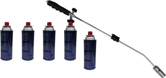 Onkruidbrander met Gas - Brandertje Tuin - Onkruid Verwijderen - Piëzo Ontsteking - 122.5x760 mm - Blauw Zilver Zwart