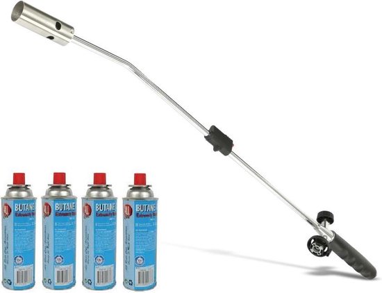 Onkruidbrander met Gasflessen - Regelbare gastoevoer - Inclusief 4 Gasflessen van Kinzo