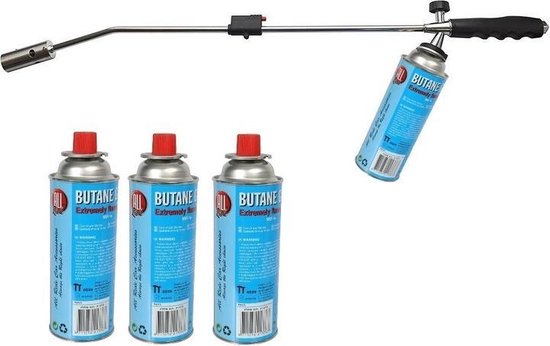 Onkruidbrander / onkruidverdelger inlusief 4 gasbussen - 76 cm van GARDEN IMPRESSIONS