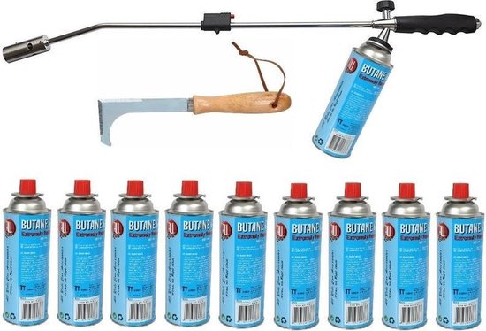 Onkruidbrander / onkruidverdelger op gas + 10x gasbus en gratis onkruidkrabber van Kinzo Garden