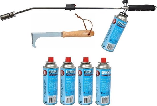 Onkruidbrander / onkruidverdelger op gas + 5x gasbus en gratis onkruidkrabber van Kinzo