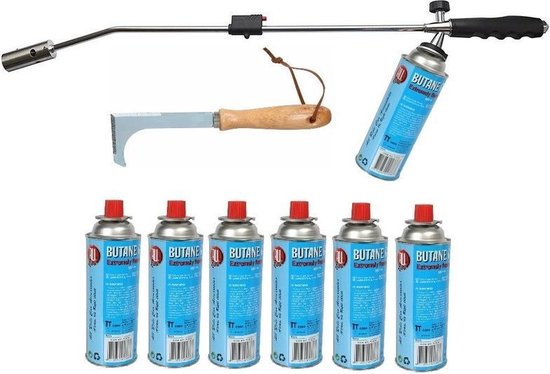 Onkruidbrander / onkruidverdelger op gas + 7x gasbus en gratis onkruidkrabber van Kinzo