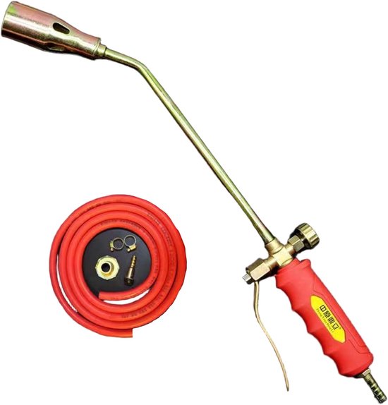 Onkruidbrander Propaan - Onkruidfakkel Tuin - Onkruid Verwijderen - Dubbele Ontstekingsschakelaar - 2 Meter Slang - Rood van Merkloos	