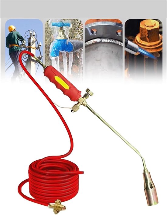Onkruidbrander Propaan - Onkruidverdelger Vlammenwerper - Onkruid Verwijderen - Verstelbaar Ventiel - 2 meter slang - Zilver