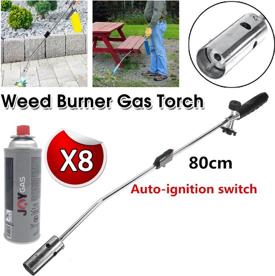 Onkruidbrander - Regelbare gastoevoer - barbecue aansteker - gasbrander - onkruidverdelger met (8X gasfles 227g)