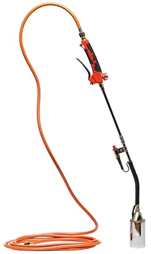 Onkruidbrander Set - Gasbrander Afvlamapparaat - Onkruid Verwijderen - Met Piëzo Ontsteking - 5 Meter Slang - Zwart