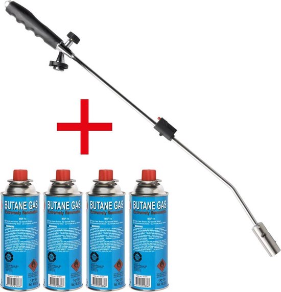 Onkruidbrander set  met 4 gasflessen en gasbrander van Kinzo