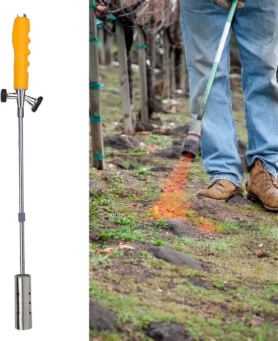 Onkruidbrander Torch - Gasbrander Solderen - Tuin Onkruid Vrij - Verstelbare Lengte - 39 59 79cm - Zilver Geel van Merkloos	