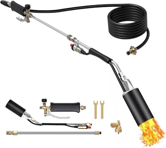 Onkruidbrander - Vlammenwerper Tool - Tuinonderhoud - Turbo Trigger Controle - 45x18x7 cm - Zilver Zwart van Merkloos	