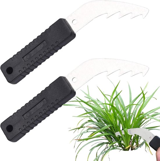 Onkruidgereedschap 2-delig - Handig wieden - Tuinonderhoud - Ergonomische grip - 3 cm diep - Zwart