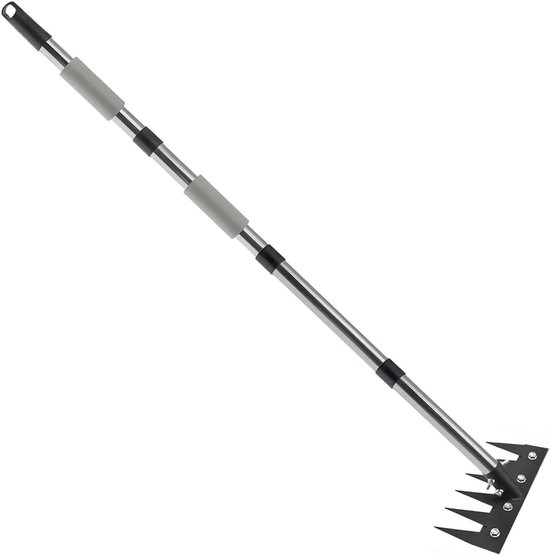 Onkruidgereedschap Lange Handgreep - Tuingereedschap Wieden - Gazon Onderhoud - Uittrekbare Telescoopsteel - 160 cm - Zilver