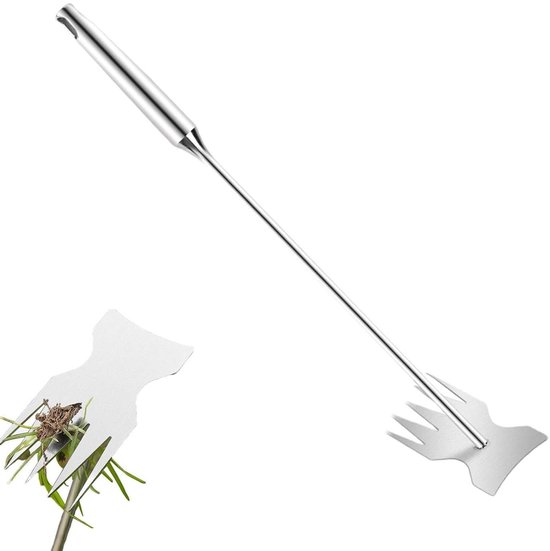 Onkruidhaak met handvat - Tuinhak gereedschap - Onkruid verwijderen - 5 tanden ontwerp - 32 cm - Zilver
