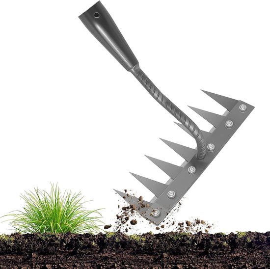 Onkruidhark 2.0 - Onkruidtrekker Tuin - Gazon Onderhouden - Robuuste Koolstofstaal - 7 Tanden - Metaal