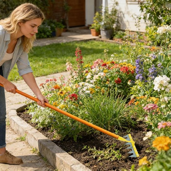 Onkruidhark Gereedschap - Bodem cultivator - Tuinonderhoud - Robuuste Gehard Metaal - 38 cm breed - Meerkleurig