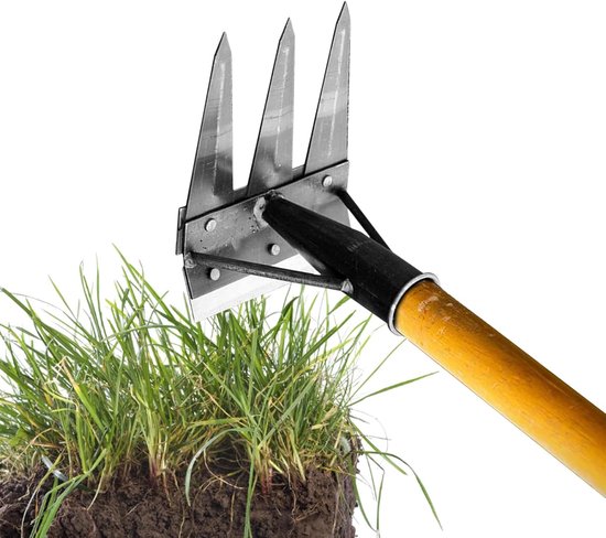 Onkruidhark - Handgereedschap - Tuinonderhoud - Multifunctioneel ontwerp - 20 centimeter breed - 3 tanden van Merkloos	