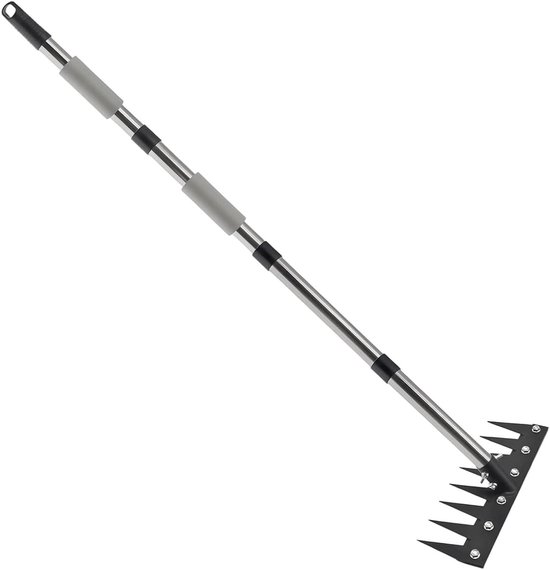 Onkruidhark Lange Steel - Tuinhark Bodemluchtiger - Onkruid Verwijderen - Ergonomische Antislipgreep - 160 cm - Zwart