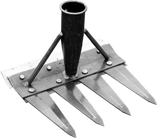 Onkruidhark - Tuin hark grasverwijderaar - Wieden cultiveren verticuteren - Ergonomisch zwaar uitgevoerd - 20 centimeter breed - 4 tanden van Merkloos	