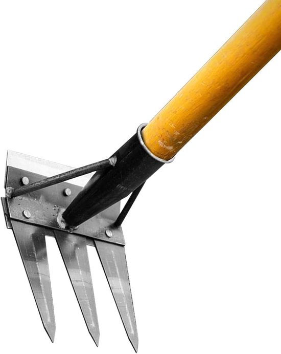 Onkruidhark Tuingereedschap - Wiedhark Grastrekker - Tuinonderhoud Bodem - Dubbelzijdig Ontwerp - 3 Tanden - Metaal