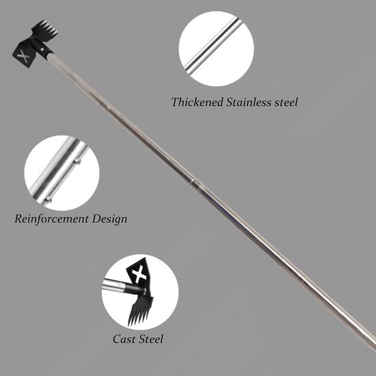 Onkruidhark Tuinschoffel - Onkruidverwijderaar Wieden - Onderhoud Tuin - Verstelbare Kophoek - 114 Cm Steel - Zilver