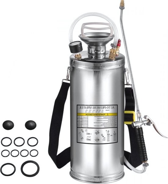 Onkruidsproeier - Rugspuit 8L - RVS Druksproeier - Onkruidspuit - Ergonomisch - Variabele Spraykop
