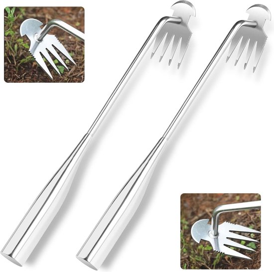 Onkruidsteker en onkruidverwijderaar van roestvrij staal - Tuingereedschap voor efficiënt onkruid trekken van Kinzo