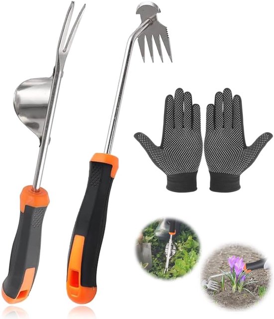 Onkruidsteker Handgereedschap - Moeiteloos Onkruid Verwijderen - Mangaanstaal - V-vormige Tanden - Voor Tuin & Gazon - Onkruidtrekker Handmatig Onkruidverwijderaar Wortelsteker Tuingereedschap van Merkloos	