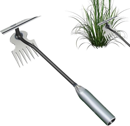 Onkruidsteker Handmatig - Onkruidverwijderaar Tuin - Efficiënt Onkruid Wieden - Zeven Scherpe Tanden - 35cm Lengte Handgreep - Metaal van Merkloos	