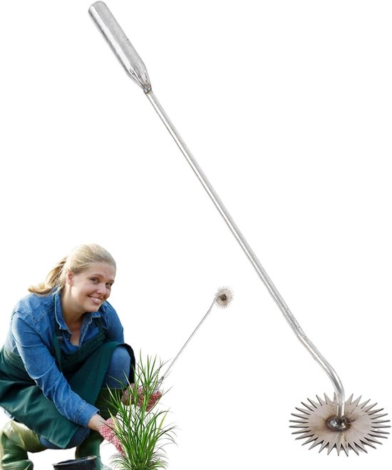 Onkruidsteker Handmatig - Tuin Gereedschap - Onkruid Verwijderen - Ergonomische Lange Greep - 30-50 cm - Zilverkleurig