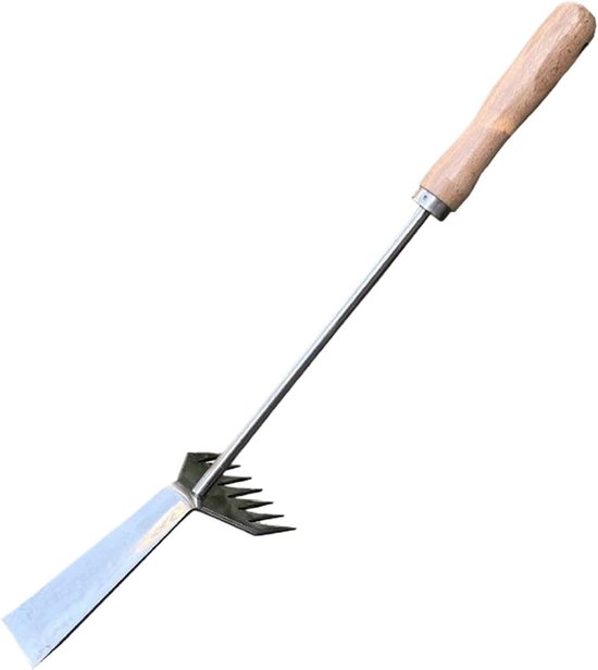 Onkruidsteker Lange Handgreep - Tuin Wieden - Gazon Onderhoud - 2-in-1 Hark Schep - 48.5 cm - Metaal