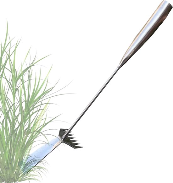 Onkruidsteker Lange Handgreep - Tuinschep Hark - Tuinonderhoud Gazon - Robuust Roestvrij Staal - 48.5cm Lengte van Merkloos	