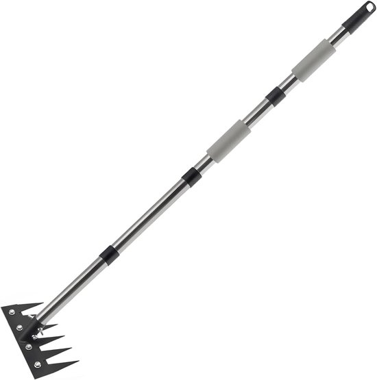 Onkruidsteker Lange Steel - Bodemverluchter Grondreiniger - Tuinonderhoud Gazon - Ergonomische Uitscheurder - 45 x 18 x 7 cm van Merkloos	