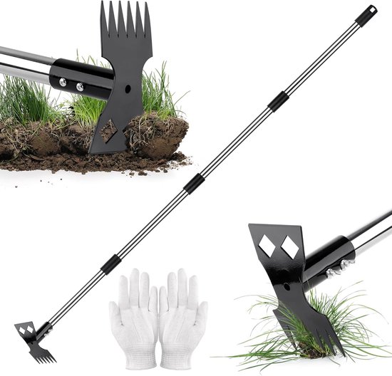 Onkruidsteker Lange Steel - Onkruidverwijderaar Tuin - Onkruid Vrij Maken - 2-in-1 Gereedschap - 160 cm Lengte - Zilver