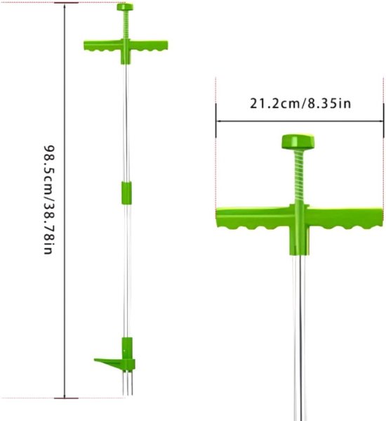 Onkruidsteker Lange Steel - Wortelverwijderaar Handig - Tuinonderhoud Gemakkelijk - Ergonomisch Ontwerp - 49.78 cm - Zilver