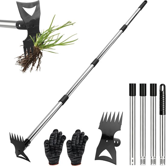 Onkruidsteker met afneembare steel, 2-in-1 onkruidverwijderaar voor tuin, gazon en terras, ideaal voor efficiënt onkruid verwijderen en tuinonderhoud