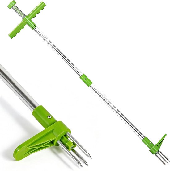 Onkruidsteker - Onkruidverwijderaar - Rugvriendelijk Wieden - Roestvrijstalen Klauw - 100 cm Lengte - Zilver