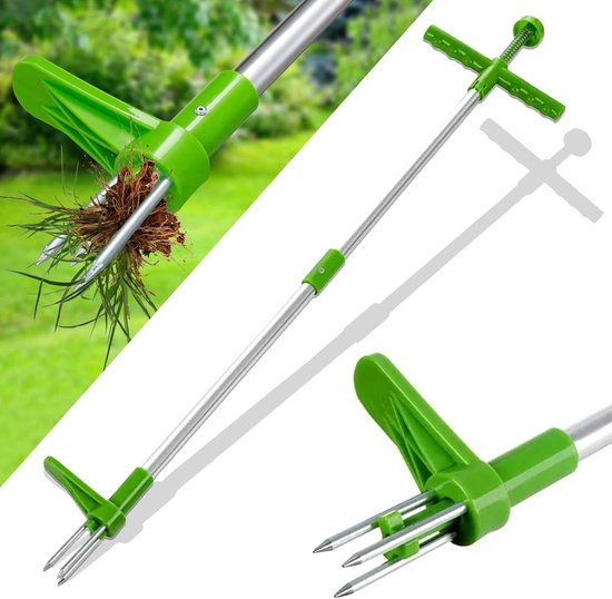 Onkruidsteker - Onkruidverwijderaar Tuin - Efficiënt Onkruid Wieden - Afneembaar Gemakkelijk Opbergen - 100 cm Lengte - Groen van Merkloos	