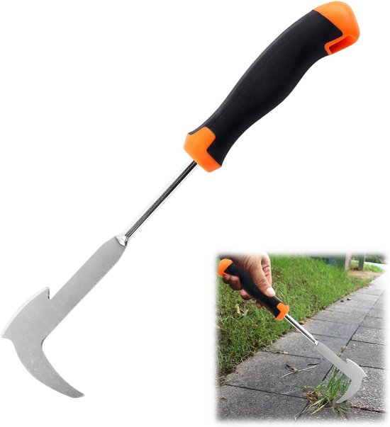 Onkruidsteker - Oranje - 34 cm - Handmatige Onkruidverwijderaar van Roestvrij Staal - Voor Tuinieren