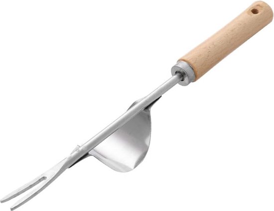 Onkruidsteker, roestvrij staal, handsondeapparaat voor de tuin, worteljager met houten handvat, handmatige wieder om te graven, wieden, losmaken van Greenthumb