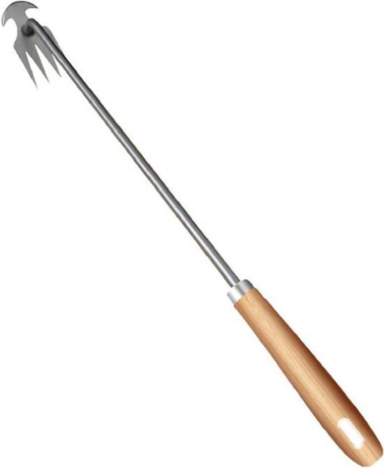 Onkruidsteker RVS - Grasverwijderaar Tuin - Onkruid Verwijderen - Ergonomisch Handvat - 50 cm - Zilver