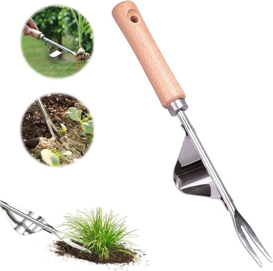 Onkruidsteker RVS - Onkruidwieder Hand - Onkruid Verwijderen - Hefboomprincipe Design - 2 stuks - Zilver van Merkloos	