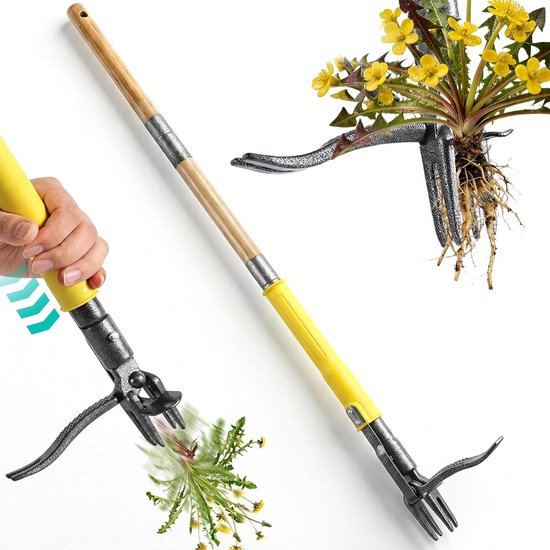 Onkruidsteker Staand - Onkruidtrekker Lange Steel - Tuin Onderhouden - Rugvriendelijk Ontwerp - 109 cm - Zilver