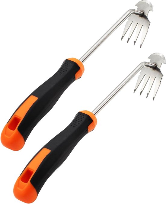 Onkruidsteker tuingereedschap - premium mangaanstaal - handonkruid wieden gereedschap - tuinieren handvat - 35 cm zwart van MaxxGarden