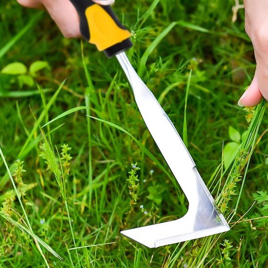 Onkruidsteker van roestvrij staal, voegenkrabber, onkruid, tuin, onkruidsteker met steel, rubberen handgreep, dubbelzijdige scherpe voegenkrabber wordt gebruikt voor het verwijderen van mos en van Merkloos	