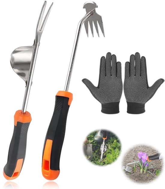 Onkruidstekers 2 Stuks - Handmatig Tuingereedschap - Multifunctionele Wiedtrekker - Lange Handgreep - Hoogwaardig Mangaanstaal - Slijtagebestendig - Onkruidverwijderaar