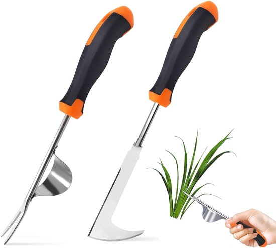 Onkruidstekers - Tuingereedschap - 2 Stuks Roestvrijstalen Handmatige Onkruidverwijderaar - Paardenbloemtrekker Onkruidmes Handmatige Onkruidverwijderaar Worteltrekker Tuingereedschap Tuinschraper Met Handvat van Merkloos	