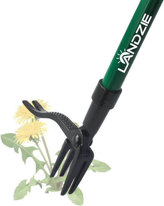 Onkruidtrekker 101 cm - Staande onkruidverwijderaar met lange steel en vier gekartelde stalen klauwen van Merkloos	
