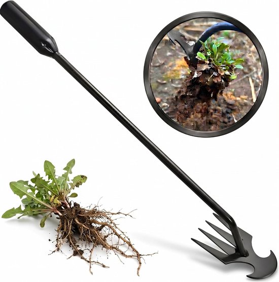 Onkruidtrekker Gereedschap - Wieden Tool - Onkruid Verwijderen - Vierklauw Ontwerp - 43 cm Lengte - Zwart