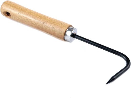 Onkruidtrekker Handgereedschap - Wortelverwijderaar Tuin - Effectief Onkruid Wieden - Roestvrij Staal Hout - 22.5cm Lengte - Natuurlijk Hout